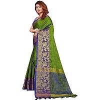 PristiveFashionHub Womens Cotton Silk Saree With Blouse Piece (Jacquard Silk_Freesize_Greenblue)