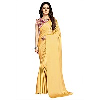 Kaugalian store Womens Solid Satin Silk Saree With Digital Printed Unstitched Blouse Piece - Sky BlueGolden