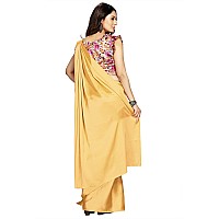 Cloud walker Women Soft Satin Silk Saree With Digital Printed Unstiched Blouse Piece(5.5m Saree +0.8m Blouse Piece). (GOLDEN)