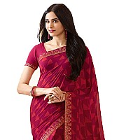 RAJESHWAR FASHION WITH RF Womens Triangle Geometric Printed Georgette Fancy Sarees For Festival With Jacquard Lace Border & BlouseBanglori Unstitched Piece (Maroon_Orange_Free Size 6.30 Mtr)