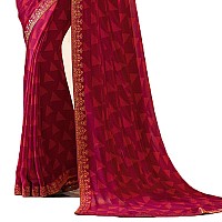 RAJESHWAR FASHION WITH RF Womens Triangle Geometric Printed Georgette Fancy Sarees For Festival With Jacquard Lace Border & BlouseBanglori Unstitched Piece (Maroon_Orange_Free Size 6.30 Mtr)