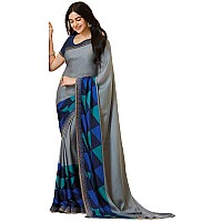 RAJESHWAR FASHION WITH RF Womens Triangle Geometric Printed Moss Silk Fancy Sarees For Festival With Jacquard Lace Border & Unstitched Blouse Piece(A20 GREY NEW 4_Free Size 6.30 Mtr)