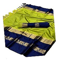 Blue Wish Womens Soft Cotton Silk Saree With Contrast Blouse Piece JMFSAREE (A GREEN)