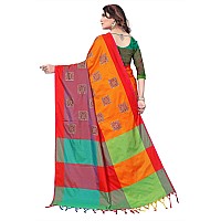 Dhruvi Trendz Women Cotton Silk Saree(2021_Orange_Free Size)