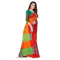 Dhruvi Trendz Women Cotton Silk Saree(2021_Orange_Free Size)