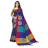 DHRUVI TRENDZ Women Cotton Silk Saree(2021_Multicolour_Free Size)