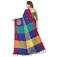 DHRUVI TRENDZ Women Cotton Silk Saree(2021_Multicolour_Free Size)