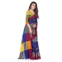 DHRUVI TRENDZ Women Cotton Silk Saree(2021_Multicolour_Free Size)