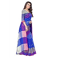 DHRUVI TRENDZ Womens Banarasi Cotton Silk Saree (Dt-S201_Blue & Pink)