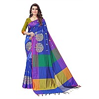 DHRUVI TRENDZ Womens Banarasi Cotton Silk Saree (Dt-S199_Blue)