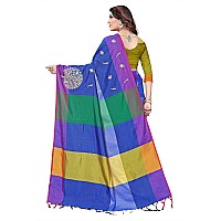 DHRUVI TRENDZ Womens Banarasi Cotton Silk Saree (Dt-S199_Blue)