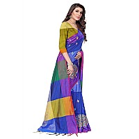 DHRUVI TRENDZ Womens Banarasi Cotton Silk Saree (Dt-S199_Blue)