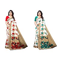 Yashika Womens Jacquard Art Silk Saree GreenDYNA RED