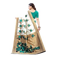 Yashika Womens Jacquard Art Silk Saree OrangeDYNA Green