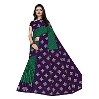 TAMAIRA FASHION Plain Weave Womens Pure Cotton Saree Without Blouse Piece 973Seagreen and Purple