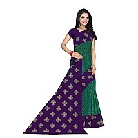 TAMAIRA FASHION Plain Weave Womens Pure Cotton Saree Without Blouse Piece 973Seagreen and Purple