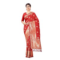 SILK LAND Womens Banarasi Silk Saree With Blouse Piece (SZWVBS-136_Red)