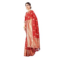 SILK LAND Womens Banarasi Silk Saree With Blouse Piece (SZWVBS-136_Red)