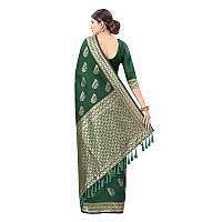 SILK LAND Womens Woven Banarasi Silk Saree With Unstitched Blouse Piece (SZWVBS-134)