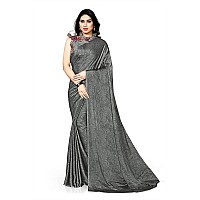 SOURBH Womens Chiffon Plain Weave Saree with Blouse Piece (25763-Grey)