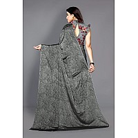 SOURBH Womens Chiffon Plain Weave Saree with Blouse Piece (25763-Grey)