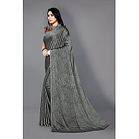 SOURBH Womens Chiffon Plain Weave Saree with Blouse Piece (25763-Grey)