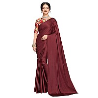 Anant Designer Studio Womens Woven Satin Saree With Blouse Piece SatinDesigner BlouseMaroon