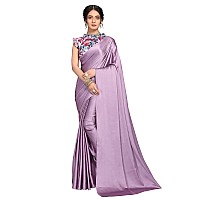 Anant Designer Studio Womens Woven Satin Saree With Blouse Piece SatinDesigner BlouseLight Purple