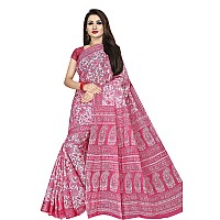 TAMAIRA FASHION Womens Plain Weave Pure Cotton Saree Without Blouse Piece (AB18_Pink)