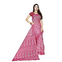 TAMAIRA FASHION Womens Plain Weave Pure Cotton Saree Without Blouse Piece (AB18_Pink)