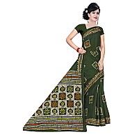 TAMAIRA FASHION Womens Plain Weave Pure Cotton Saree Without Blouse Piece (AB12_Green)