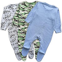 Tuddybuddy 100 Organic Cotton Multi Color Sleepsuitonesieromper For Baby Boy Baby Girl Pack Of 3 Sleepsuits Camouflage G