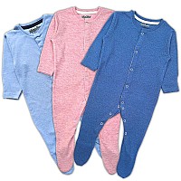 Tuddybuddy 100 Organic Cotton Multi Color Sleepsuitonesieromper For Baby Boy Baby Girl Pack Of 3 Sleepsuits Dark Blue Sk