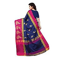 Greciilooks Womens Cotton Womens Banarasi Cotton Silk Saree For Women Pink Blue