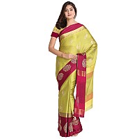 Greciilooks Womens Cotton Womens Banarasi Cotton Silk Saree For Women Light yellow