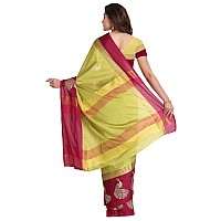 Greciilooks Womens Cotton Womens Banarasi Cotton Silk Saree For Women Light yellow