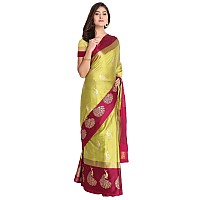 Greciilooks Womens Cotton Womens Banarasi Cotton Silk Saree For Women Light yellow