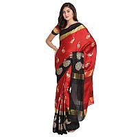 Greciilooks Womens Cotton Womens Banarasi Cotton Silk Saree For Women Red Black