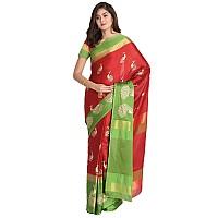 Greciilooks Womens Cotton Womens Banarasi Cotton Silk Saree For Women Green Red