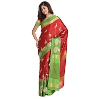 Greciilooks Womens Cotton Womens Banarasi Cotton Silk Saree For Women Green Red