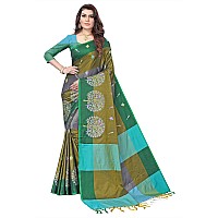 OM SAI LATEST CREATION Soft Cotton Silk Foil Print Saree For Women Banarasi Saree Under 449 2021 Beautiful For Women saree (Green)