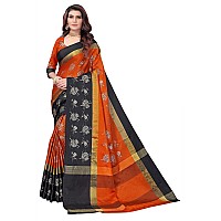 OM SAI LATEST CREATION Soft Cotton Silk Saree For Women Half Under 349 2020 Beautiful For Women saree free size with blouse piece (Orange)