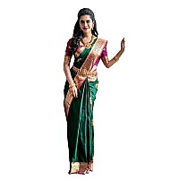 VASTTRAM Womens shubh kanchi Pattu Kanchipuram Silk Saree with Blouse (green colour)