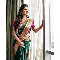 VASTTRAM Womens shubh kanchi Pattu Kanchipuram Silk Saree with Blouse (green colour)