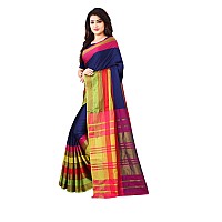 GRECIILOOKS Womens Banarasi Cotton Art silk Meenakari Saree For Women Wedding Party 2021 Navy Blue