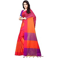 GRECIILOOKS Womens Art Silk Saree with Blouse (Orange)