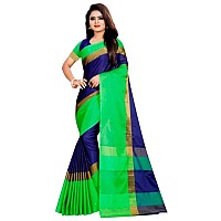 GRECIILOOKS Saree for Women| Cotton Silk Color-blocked Solid Sarees| Shaded Lining & colorful Tassles Pallav| Saree with Unstitched Blouse| Occasional Wear Saree (Royal Blue)