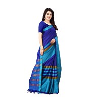 GRECIILOOKS Womens Soft CottonArt Silk Solid Saree With Blouse Piece Material just under 399 Blue