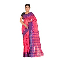 RAJ SAREE HOUSE Womens Traditional Pure Cotton Bengali Handloom Tant Saree Without Blouse Piece Kanok