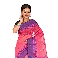 RAJ SAREE HOUSE Womens Traditional Pure Cotton Bengali Handloom Tant Saree Without Blouse Piece Kanok